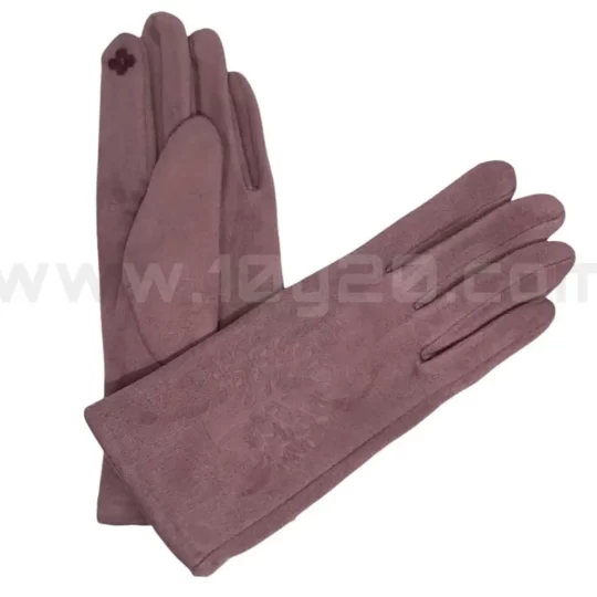 Vista de guantes forrados lila