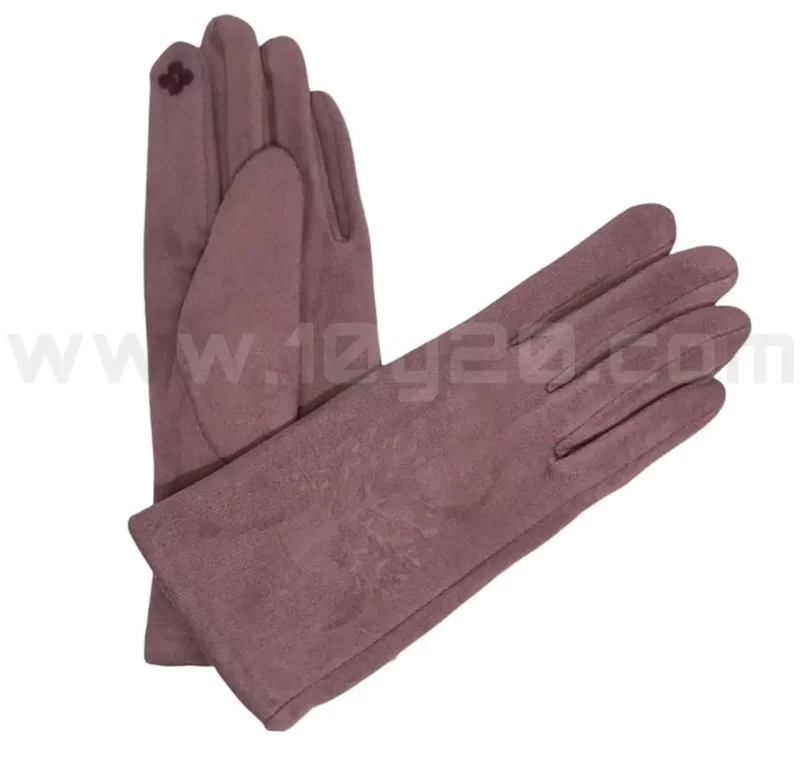 Vista de guantes forrados lila