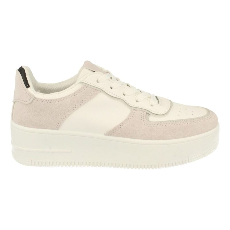 Sneakers de antelina y polipiel blanco - Imagen 2