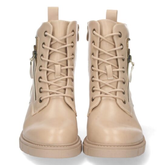 Bota tipo militar con adorno de cremallera beige - Imagen 3