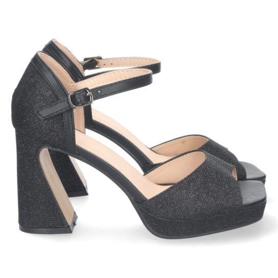 Sandalia brillos pulsera tobillera negro