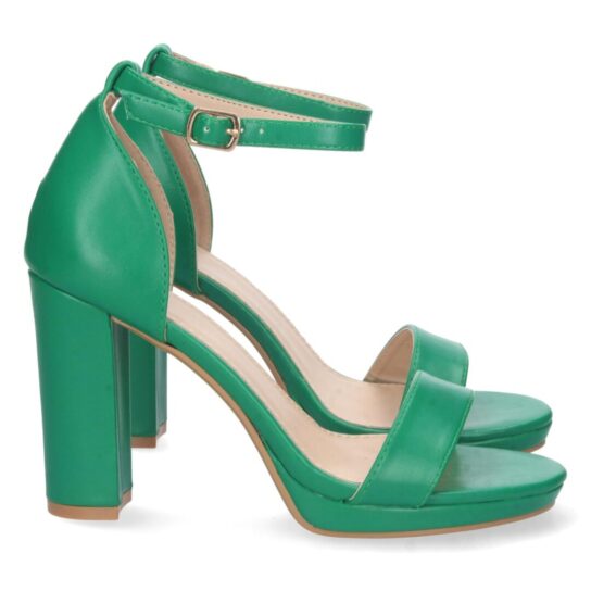 Sandalia de tacón ankle strap verde