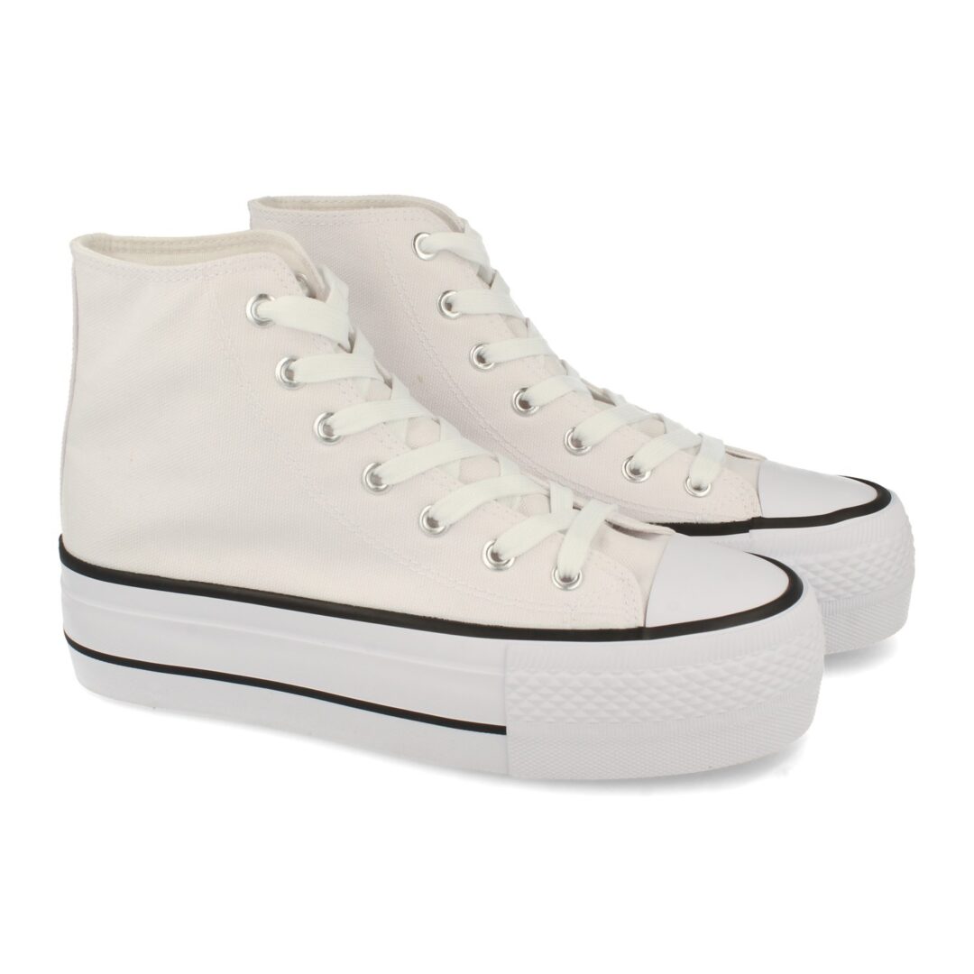 Bamba abotinada con plataforma blanco