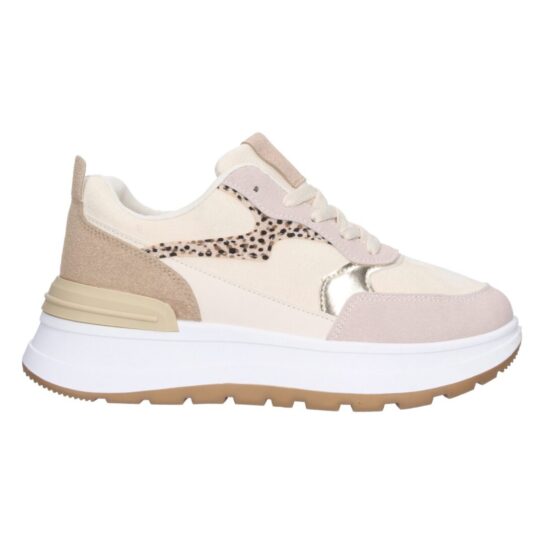 Zapatilla deportiva beige con cuña y lunares - Imagen 2
