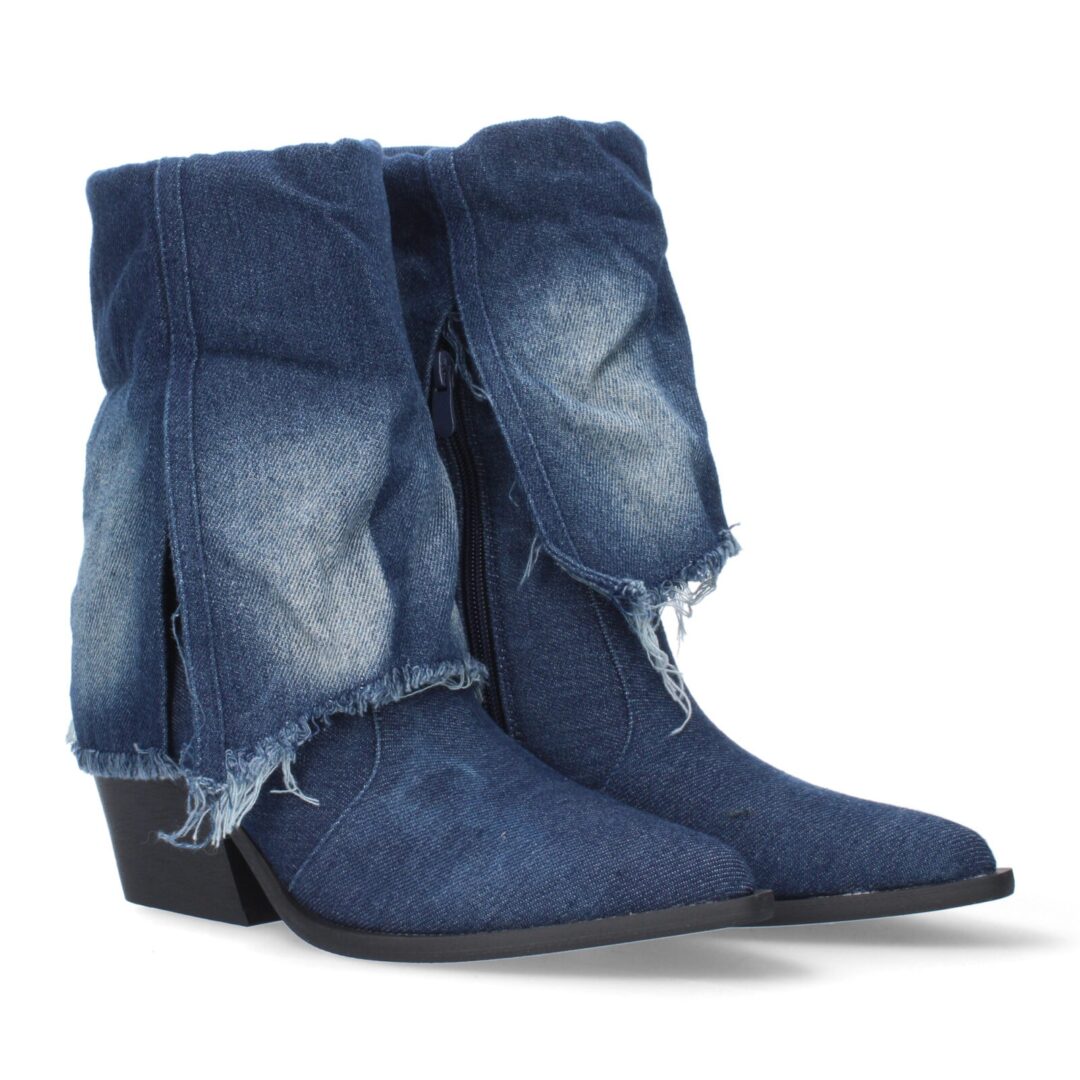 Botín de tacón forrado azul