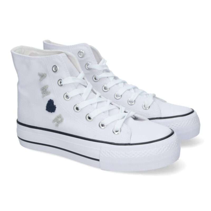 Bamba abotinada tipo converse Amor blanco