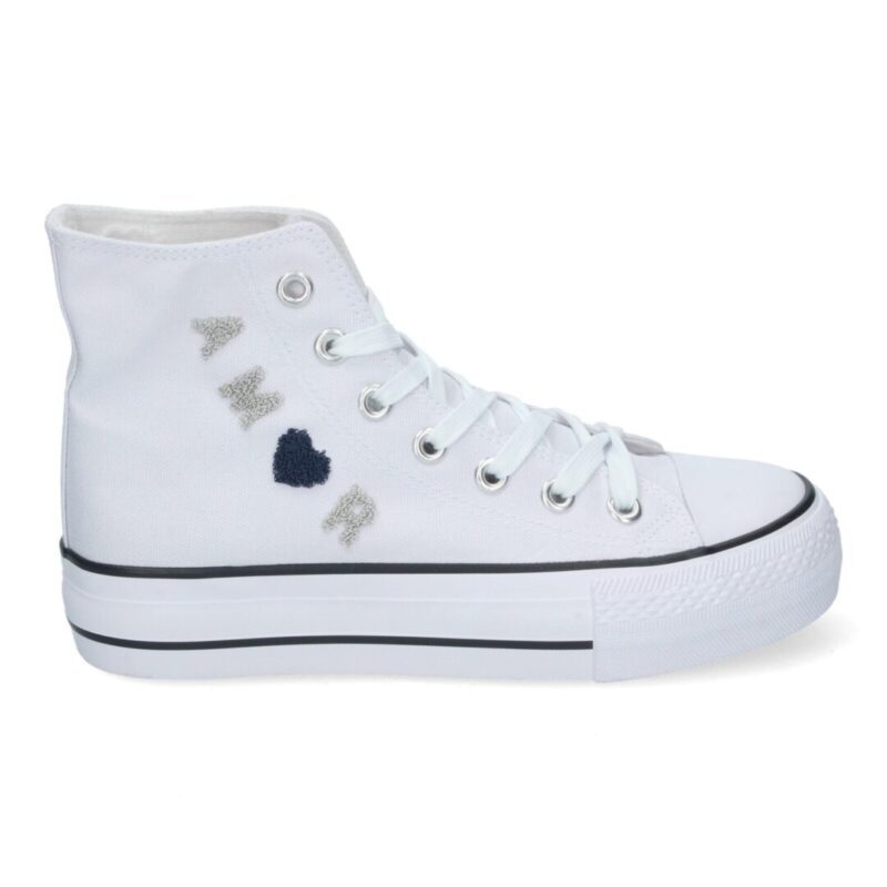 Bamba abotinada tipo converse Amor blanco - Imagen 2