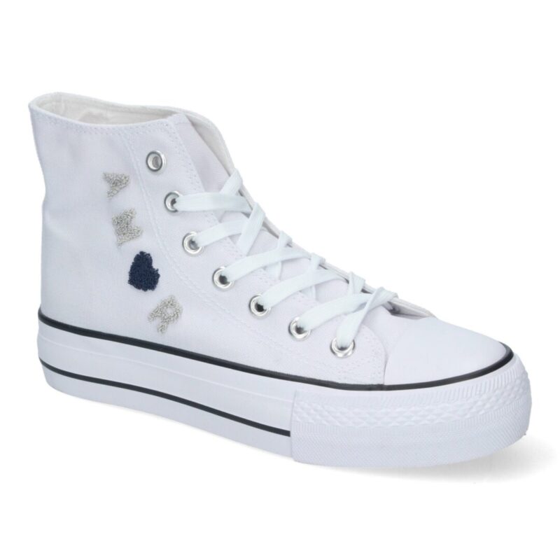 Bamba abotinada tipo converse Amor blanco - Imagen 3