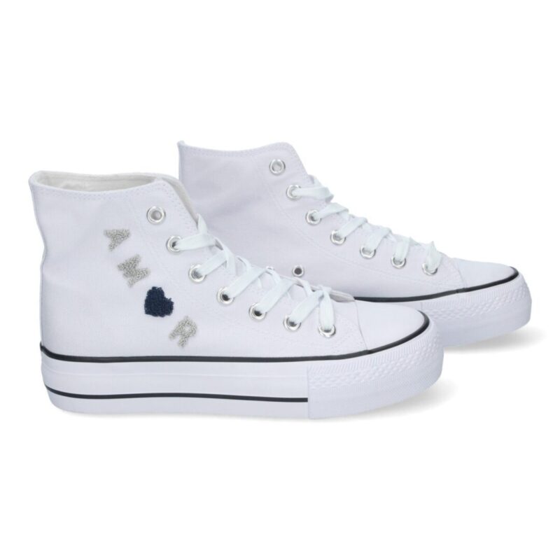 Bamba abotinada tipo converse Amor blanco - Imagen 5