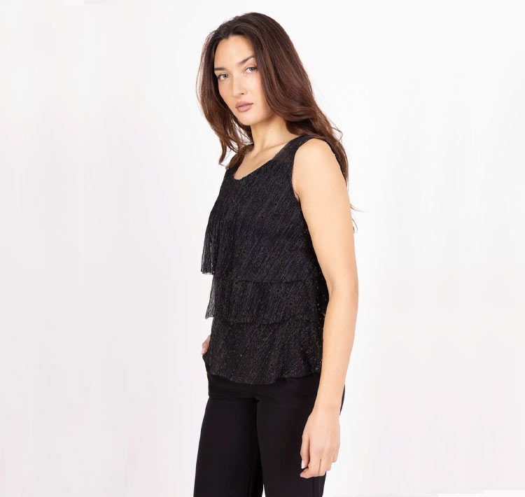 Blusa de tul negra con lentejuelas -10y20 Only Woman