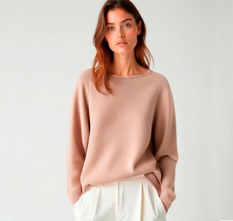 Jersey punto rosa palo escote barco - 10a20 Only Woman