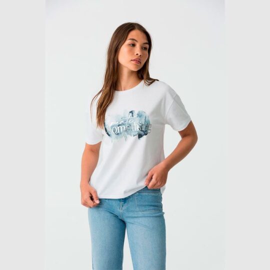camiseta blanca estampada azul Tiffosi-10y20 Only Woman