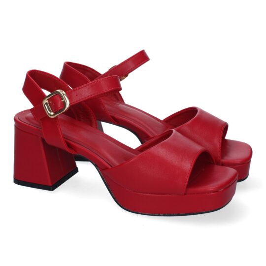 Sandalias de tacón cuadrado rojo