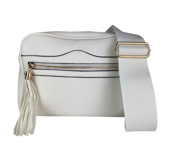 Bolso bandolera blanco con borla -10y20 Only Woman