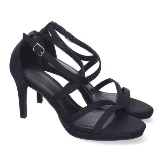 Sandalias de Tacón fino con Tiras cruzadas negro