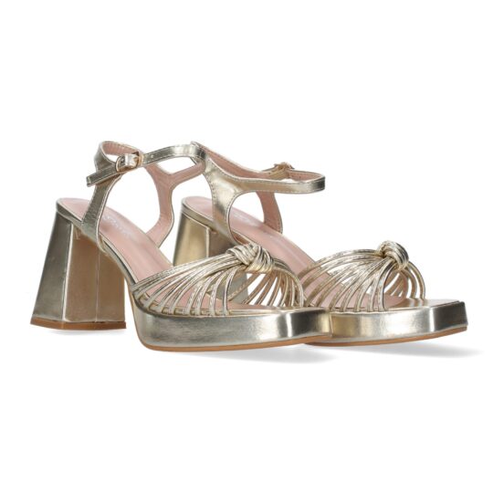 Sandalia de Tacon Ancho para Mujer oro