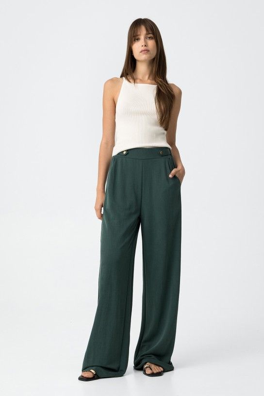 Pantalón ancho verde Tiffosi -10y20 Only Woman