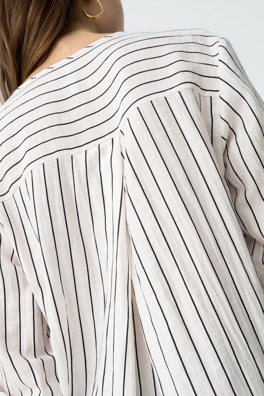 Detalle de blusa rayas beige Tiffosi - 10y20 Only Woman