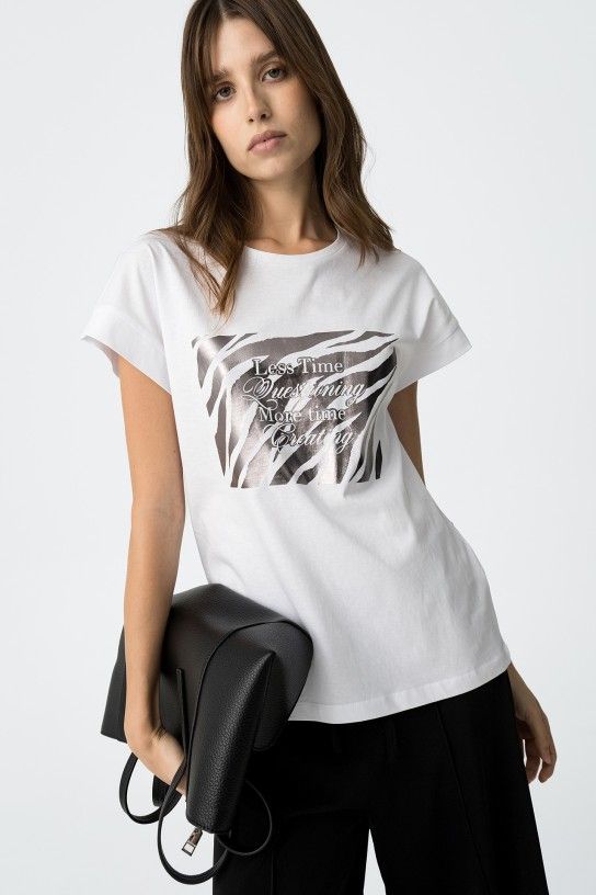 Camiseta de manga corta con estampado plateadoTiffosi