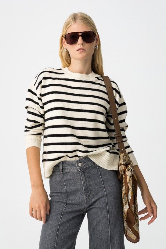Jersey de punto de rayas marineras escote redondoTiffosi