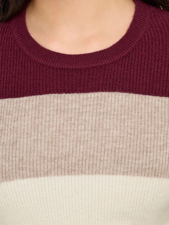 Jersey de punto estampado de rayas granate ONLY - Imagen 5