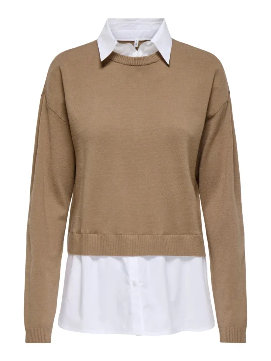 Jersey con bajo camisa camel ONLY
