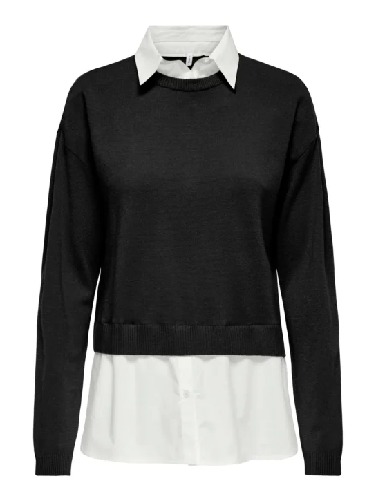 Jersey con bajo camisa negro ONLY