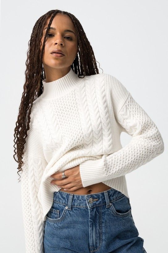 Jersey de punto trenzado blanco Tiffosi