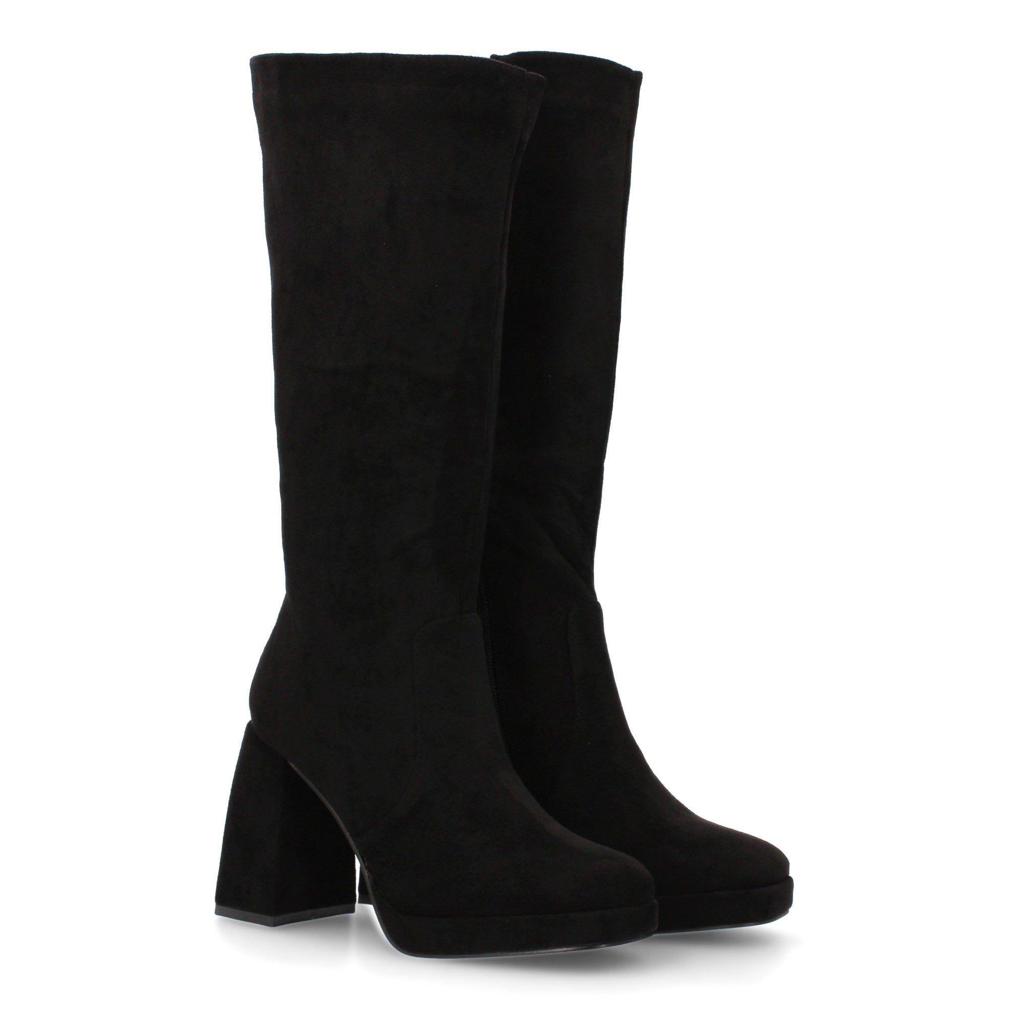 Bota alta con tacón ancho negro
