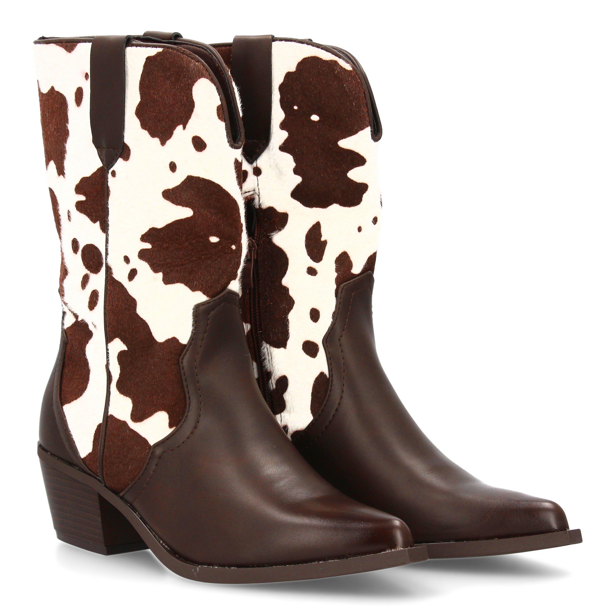 Botas cowboy estampado vaca marrón