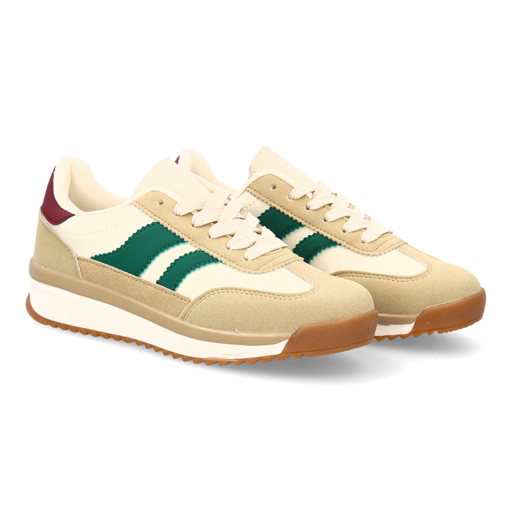 Zapatilla para mujer con suela dentada beige