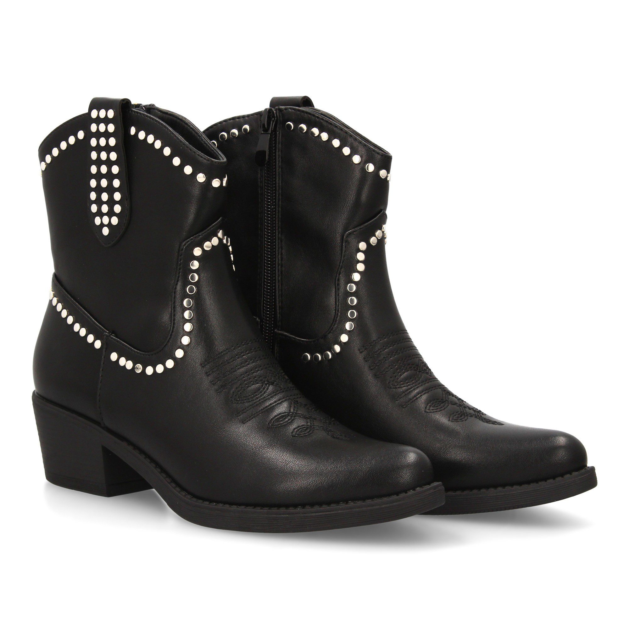 Botín cowboy con tachuelas negro
