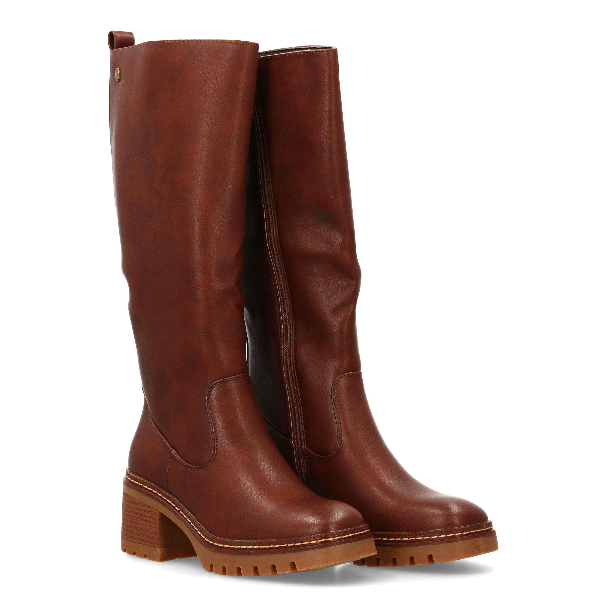 Botas altas de tacón medio marrón