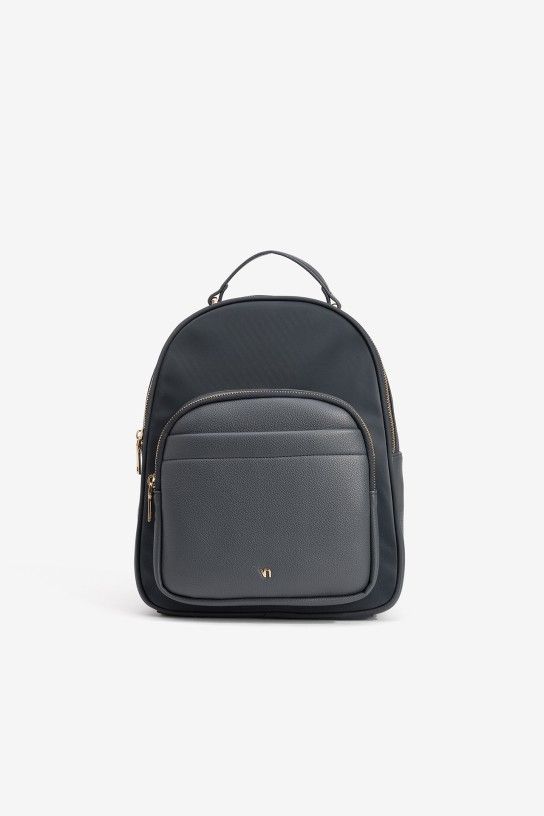 Mochila nylon y polipiel azul Vilanova