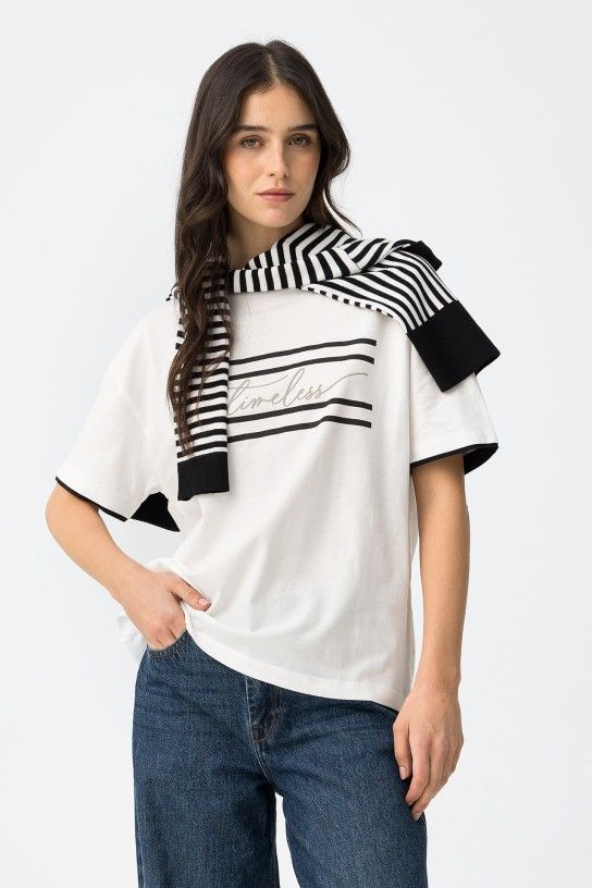 Camiseta de algod?n blanca Tiffosi