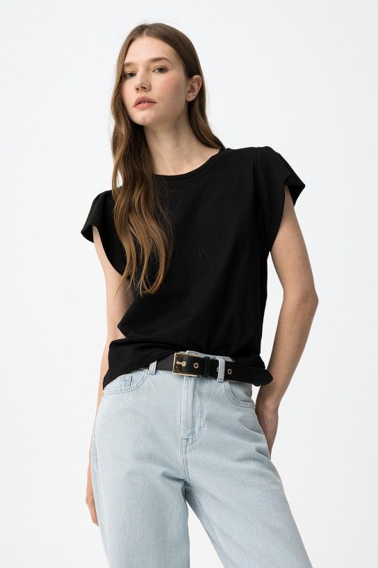 Camiseta manga volante negra Tiffosi