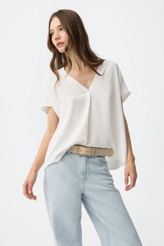 Blusa escote en pico blanco Tiffosi