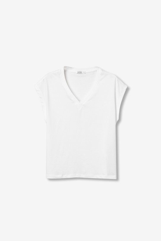 Camiseta blanca escote en pico Tiffosi