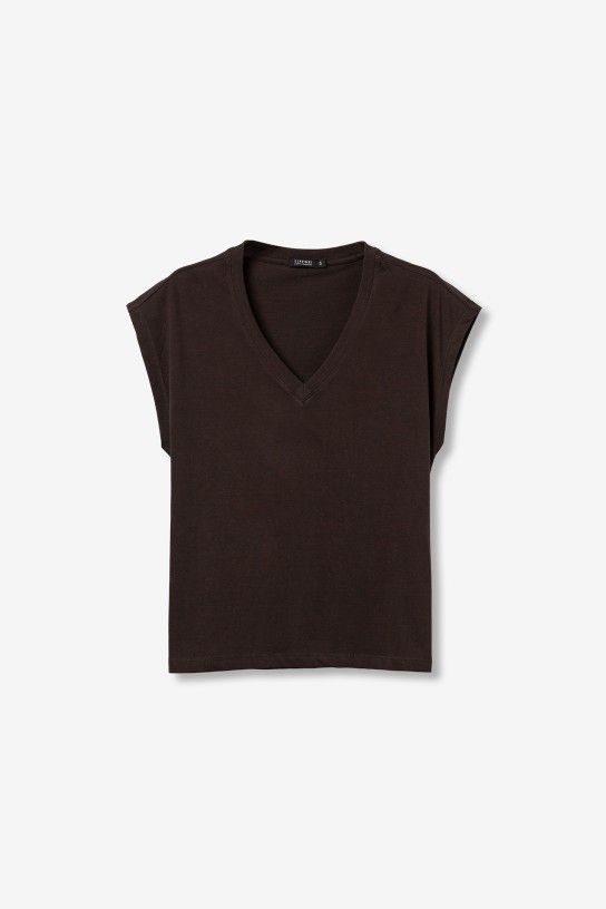 Camiseta marrón escote en pico Tiffosi
