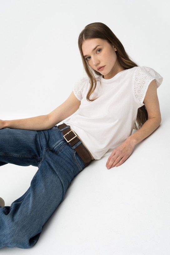 Camiseta manga corta calada blanco Tiffosi